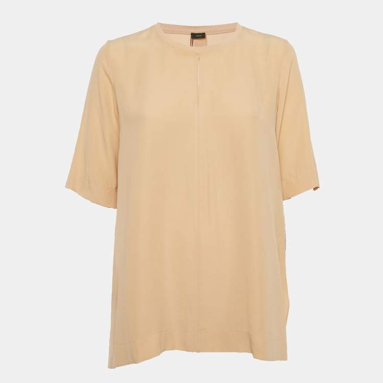 Pre Owned Joseph Beige Silk Key -Hole Tunic Top M
