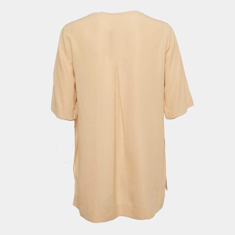 Pre Owned Joseph Beige Silk Key -Hole Tunic Top M