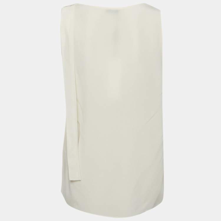 Pre Owned Joseph Beige Silk Tie Detail Sheer Sleeveless Top M 