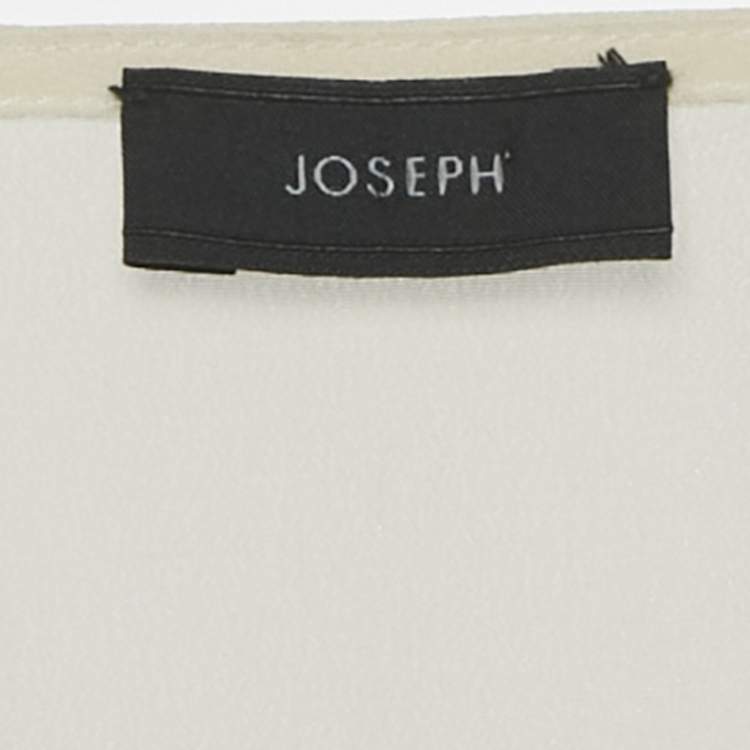 Pre Owned Joseph Beige Silk Tie Detail Sheer Sleeveless Top M 