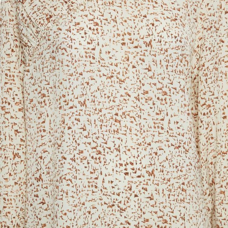 Pre Owned Joseph Beige Printed Silk Blouse L