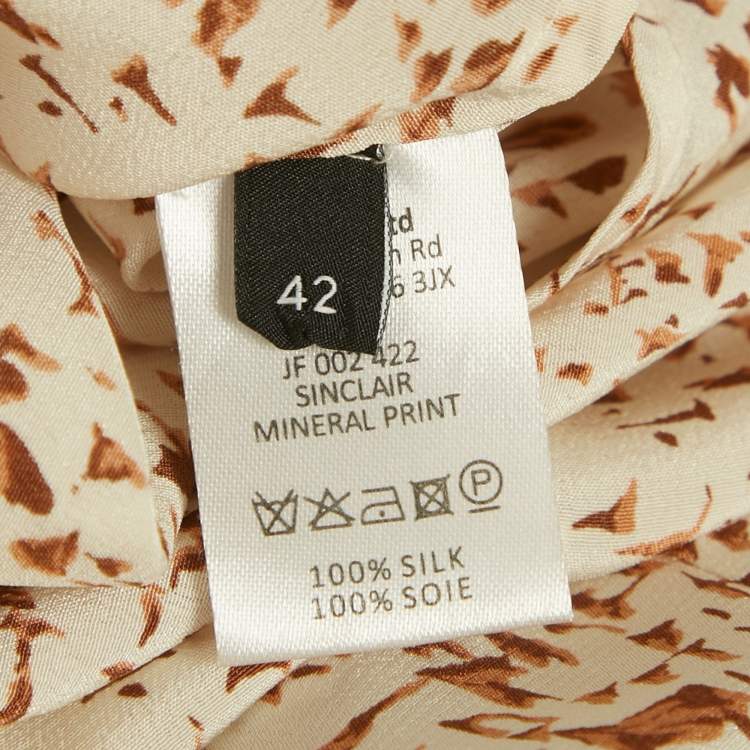 Pre Owned Joseph Beige Printed Silk Blouse L