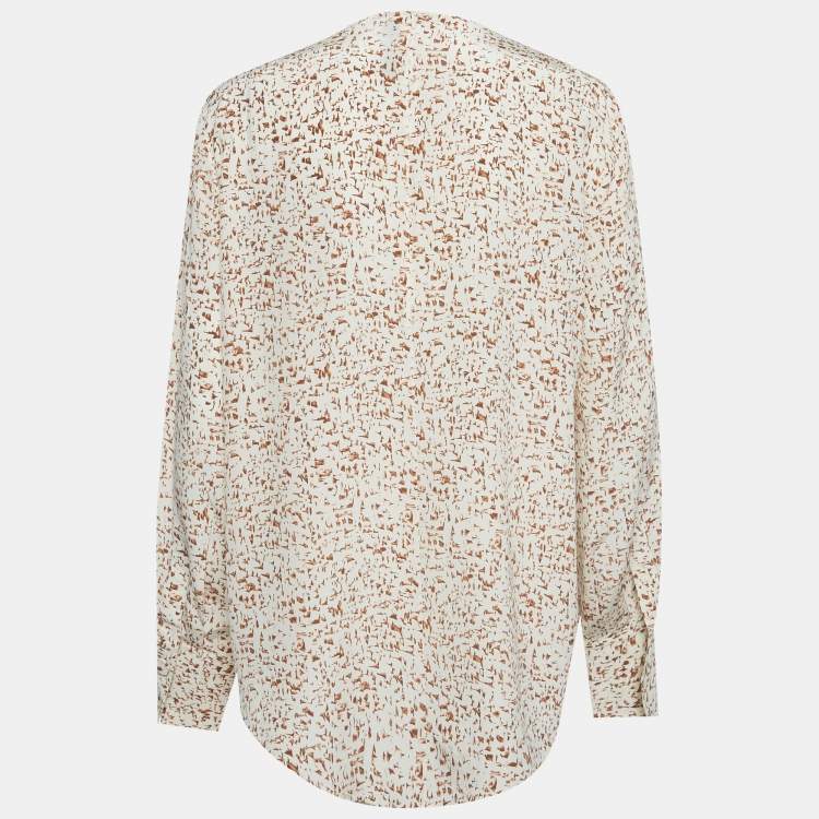 Pre Owned Joseph Beige Printed Silk Blouse L