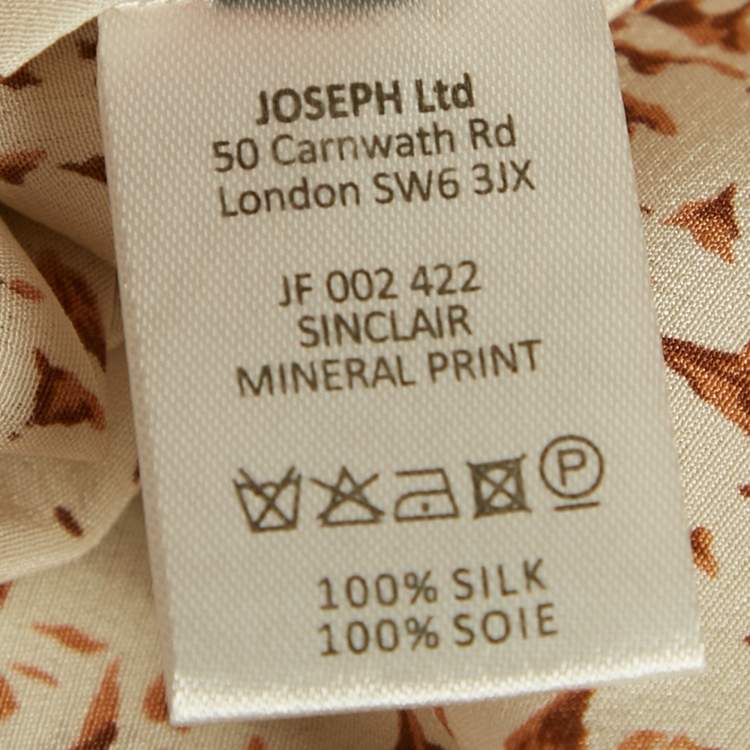 Pre Owned Joseph Beige Printed Silk Blouse L