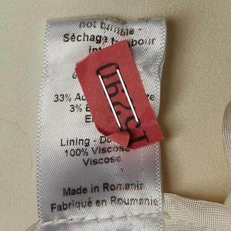 Pre Owned Joseph Off White Crepe Sleeveless Turtle Neck Top M