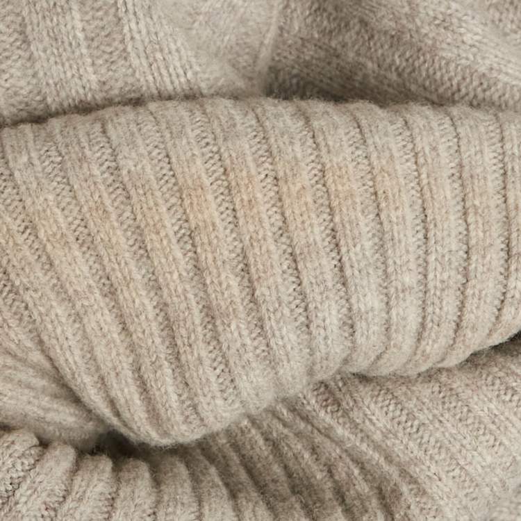 Pre Owned Joseph Grey Rib Knit Side Slit Turtle Neck Sweater M