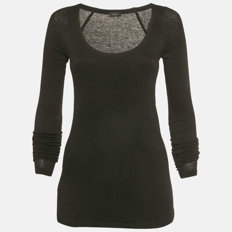 مملوكة مسبقًا Joseph Black Stretch Knit Long Sleeve Fitted Top M