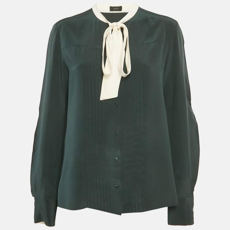 Pre Owned Joseph Blue Silk Pintuck Blouse M