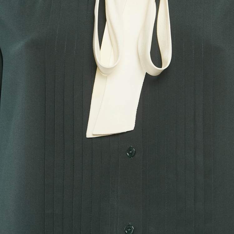 Pre Owned Joseph Blue Silk Pintuck Blouse M