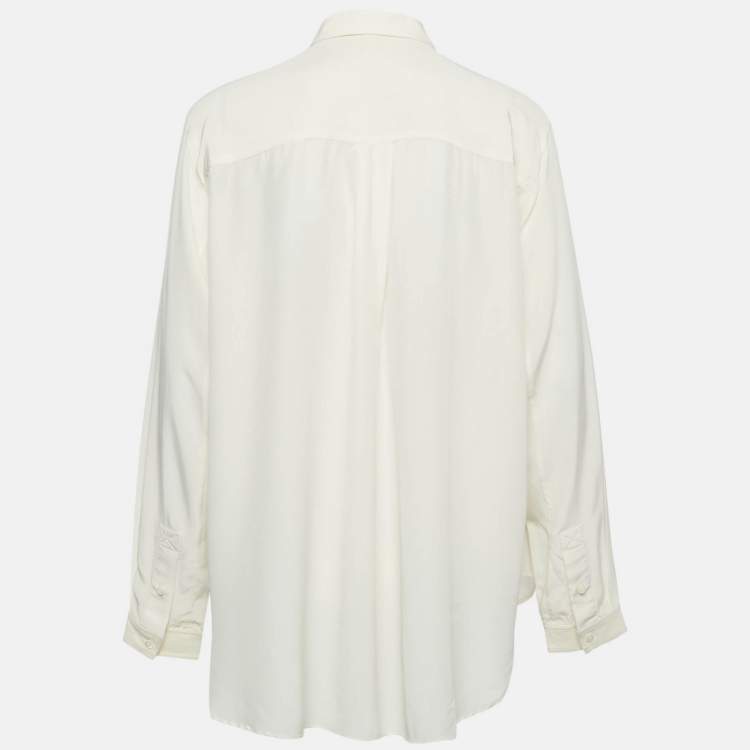 Pre Owned قميص جوزيف جوانا كريب أوف وايت بأكمام طويلة مقاس متوسط (ميديام)