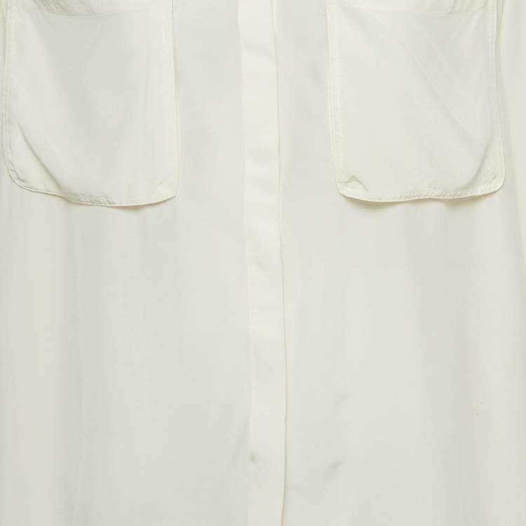 Pre Owned قميص جوزيف جوانا كريب أوف وايت بأكمام طويلة مقاس متوسط (ميديام)