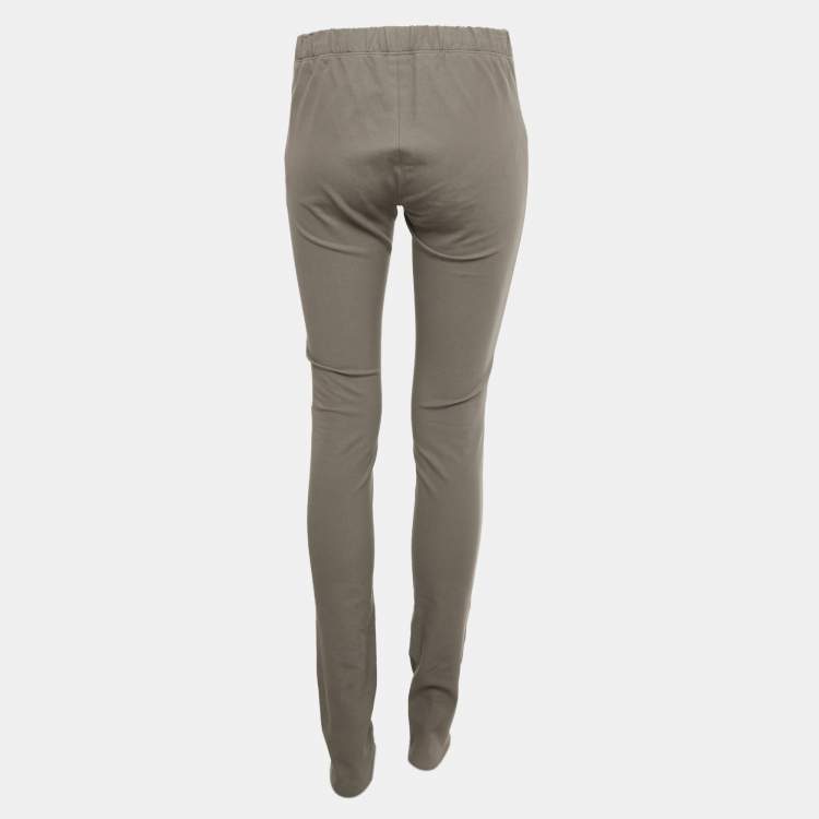 Pre Owned Joseph Grey Leather and Jersey Skinny Trousers M