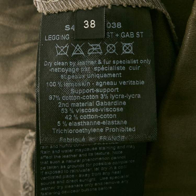 Pre Owned Joseph Grey Leather and Jersey Skinny Trousers M