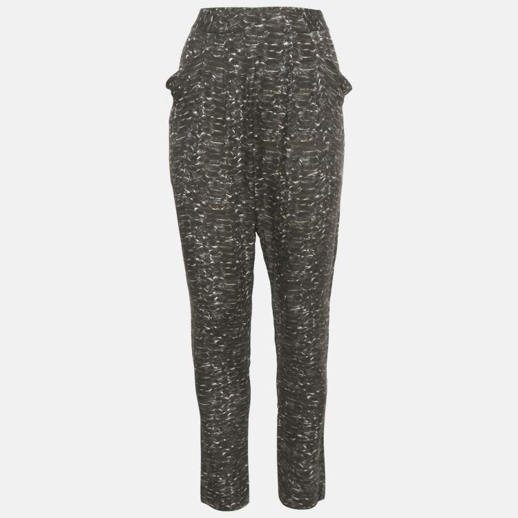 مملوكة مسبقًا Joseph Grey Animal Print Silk Trousers S
