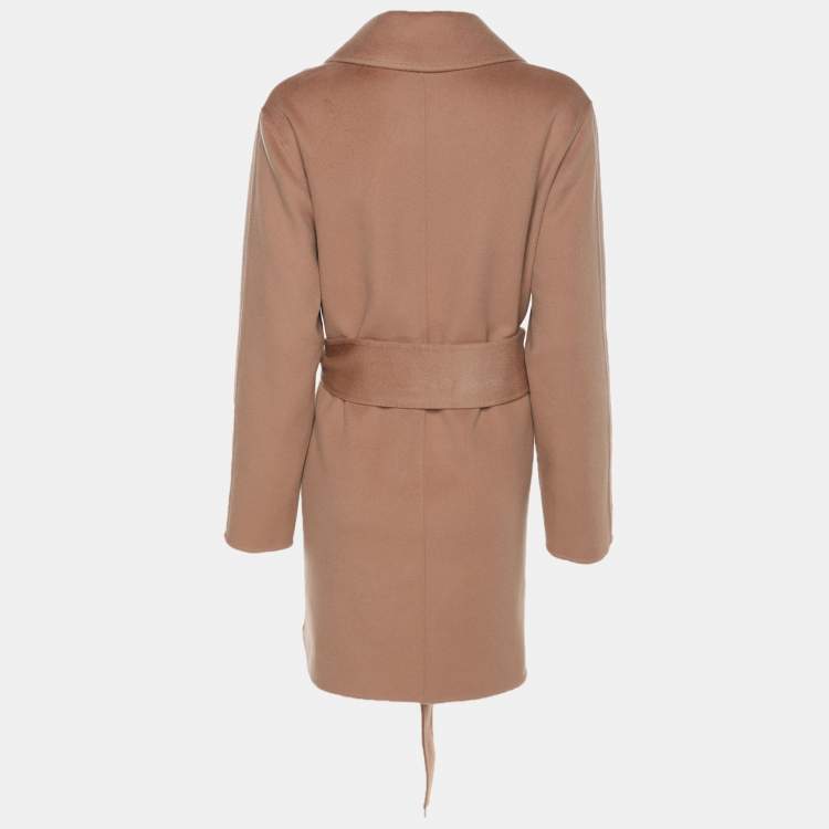 Pre Owned Joseph Dusty Pink Wool and Cashmere Belted Mid Length Coat S