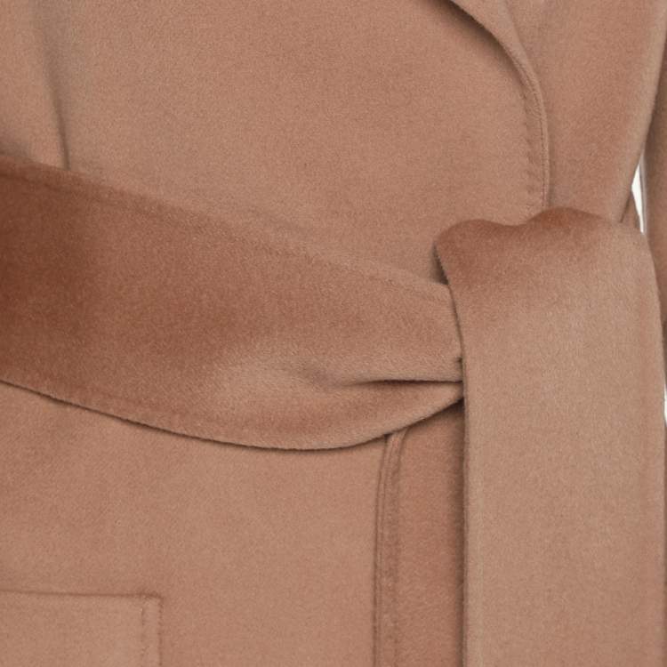 Pre Owned Joseph Dusty Pink Wool and Cashmere Belted Mid Length Coat S