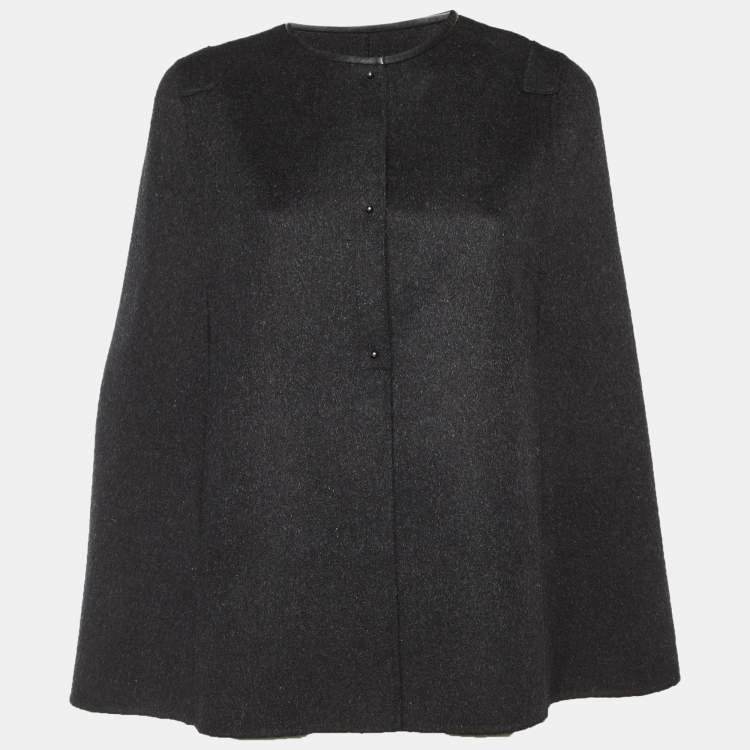 Pre Owned Joseph Black Wool & Cashmere Cape M