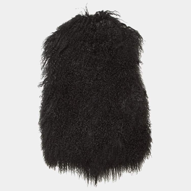 Pre Owned Joseph Black Mongolian Fur Lucy Vest Jacket S