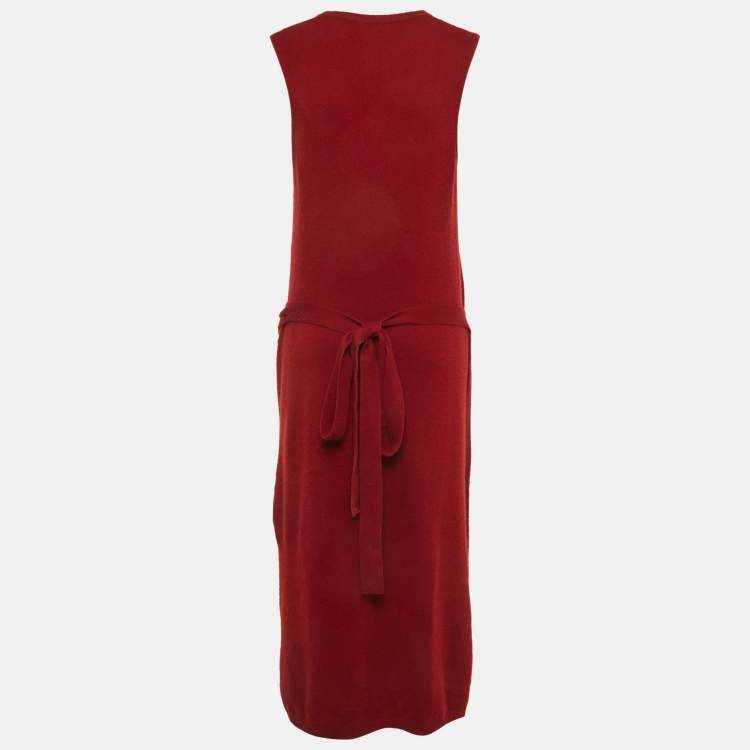 مملوكة مسبقًا Joseph Dark Red Cashmere Wrap Tank Midi Dress L
