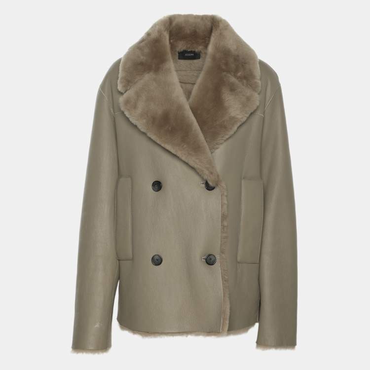 مملوكة مسبقًا Joseph Grey Leather Double Breasted Jacket M