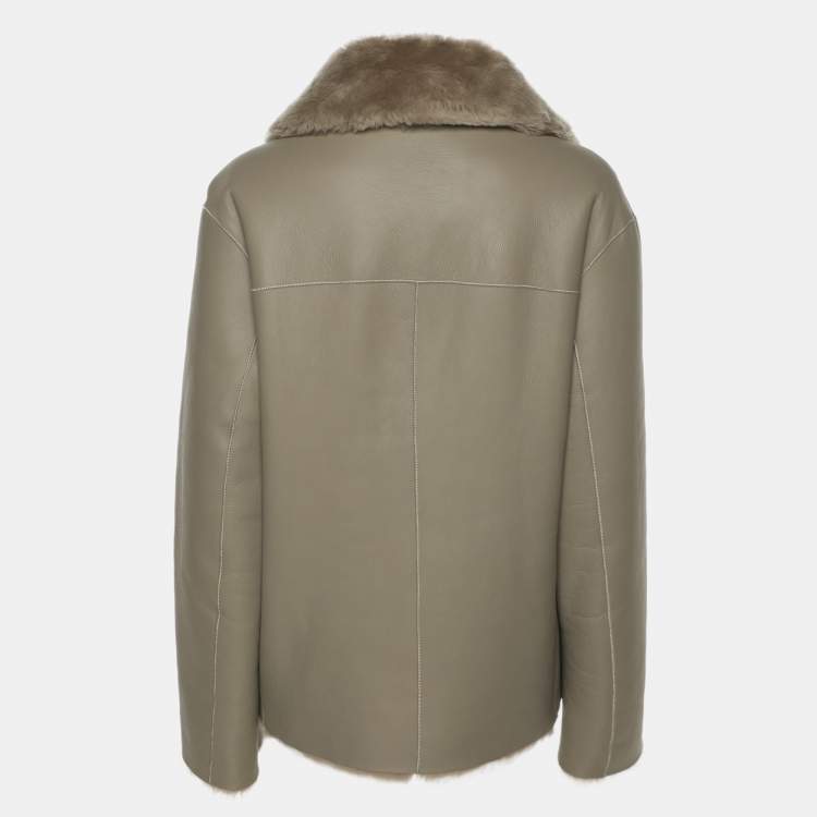 مملوكة مسبقًا Joseph Grey Leather Double Breasted Jacket M