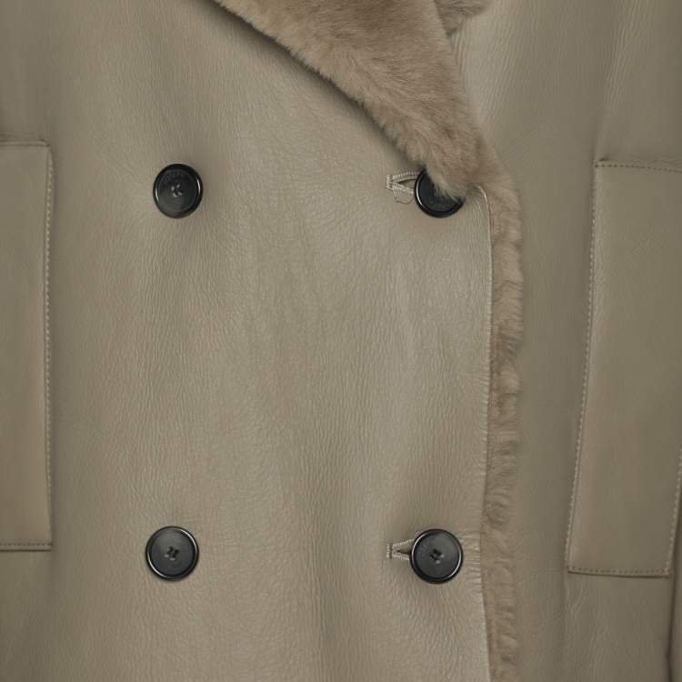 مملوكة مسبقًا Joseph Grey Leather Double Breasted Jacket M