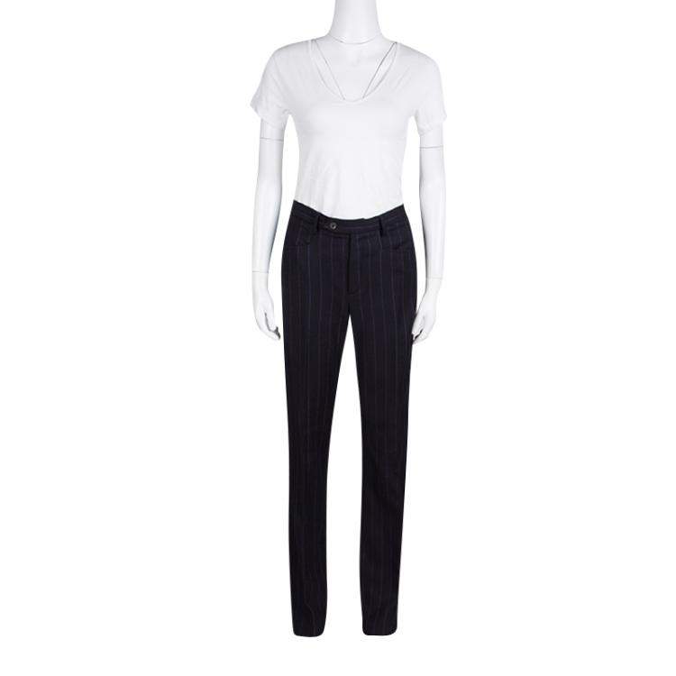 Pre Owned Joseph Black Striped Wool Trousers L