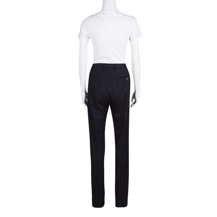 Pre Owned Joseph Black Striped Wool Trousers L