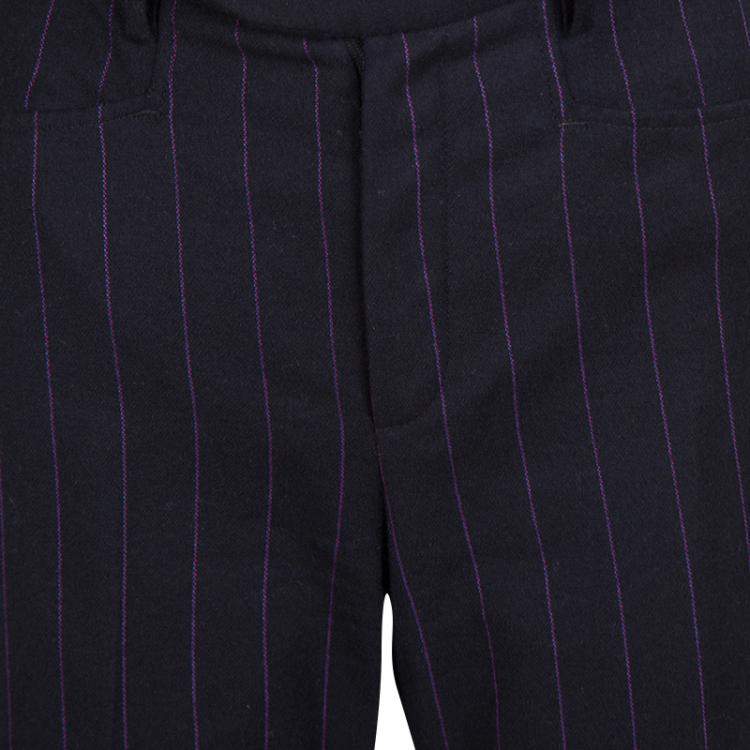Pre Owned Joseph Black Striped Wool Trousers L