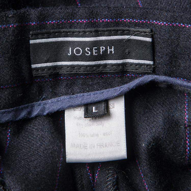 Pre Owned Joseph Black Striped Wool Trousers L
