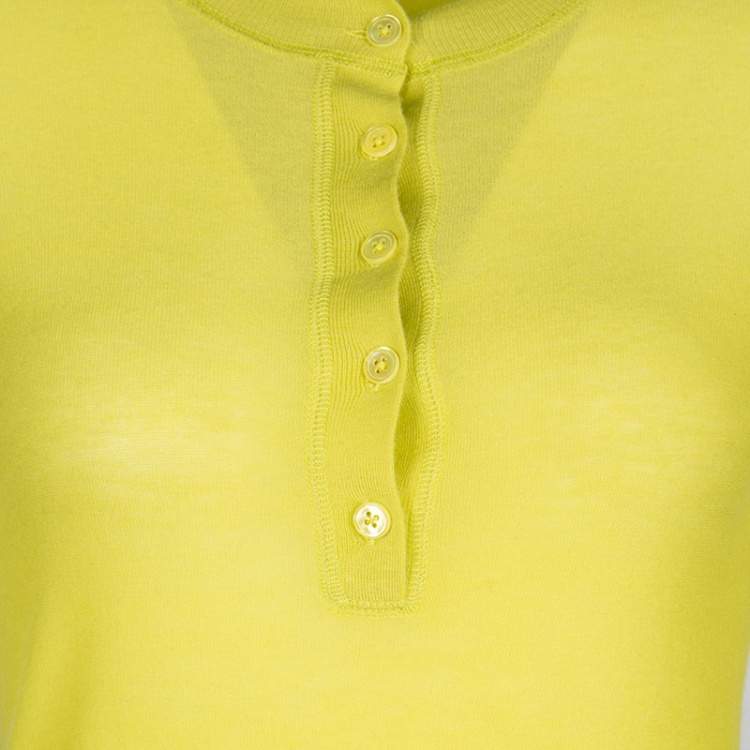 Pre Owned Joseph Lime Green Cashmere Henley Sweater S