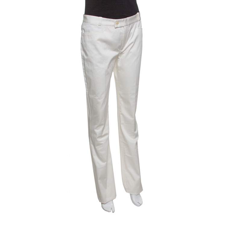 Pre Owned Joseph Off White Light Satin Washed Rocket Pants M