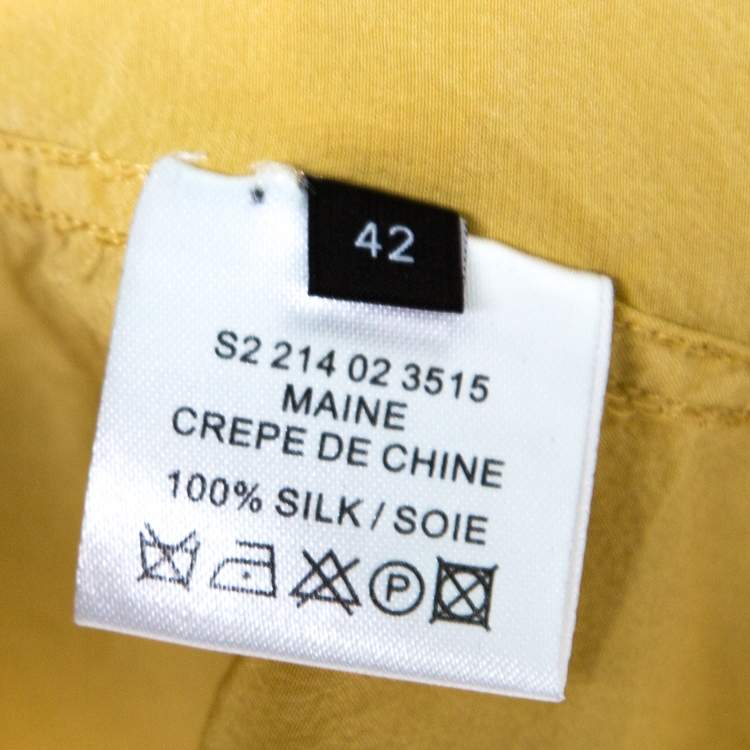Pre Owned Joseph Mustard Yellow Silk Crepe de Chine Long Sleeve Maine Shirt L