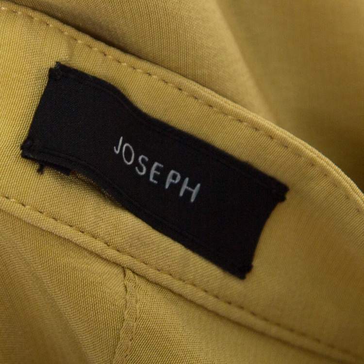 Pre Owned Joseph Mustard Yellow Silk Crepe de Chine Long Sleeve Maine Shirt L