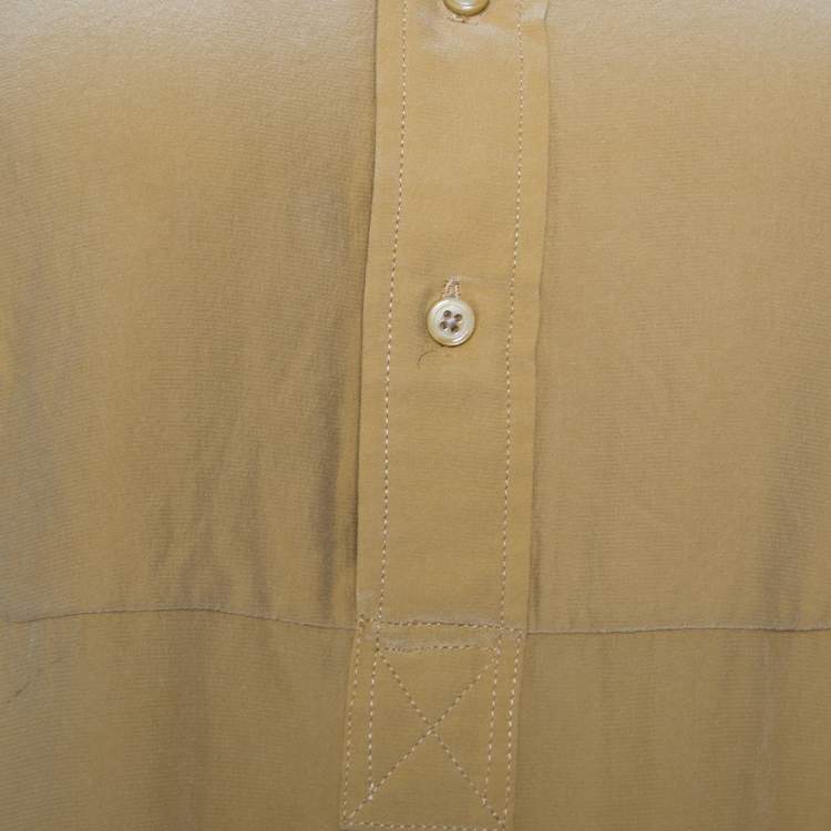 Pre Owned Joseph Mustard Yellow Silk Crepe de Chine Long Sleeve Maine Shirt L