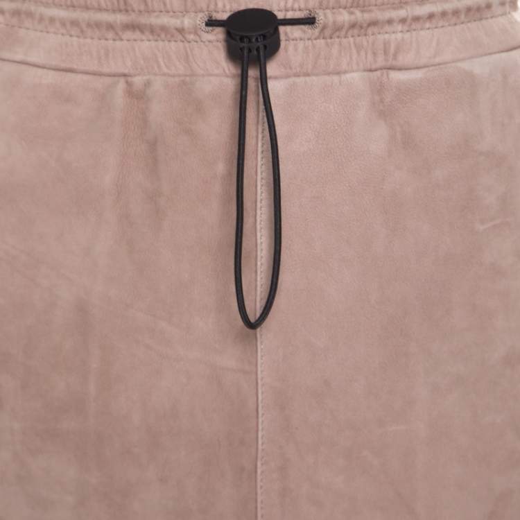 Pre Owned Joseph Rose Taupe Suede Drawstring Detail Margo Pencil Skirt S