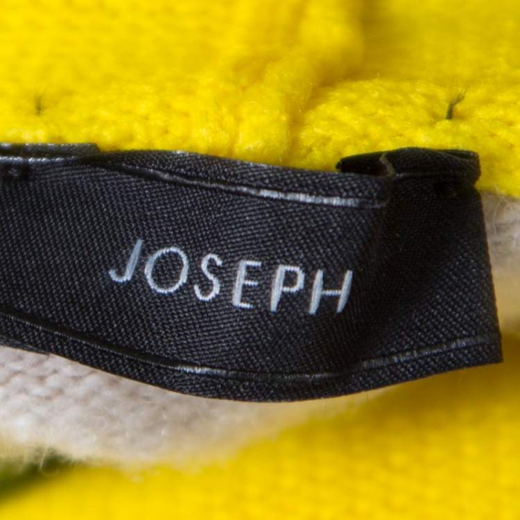 Pre Owned Joseph Beige and Yellow Faux Layered V+High Neck Wool Blend Sweater M