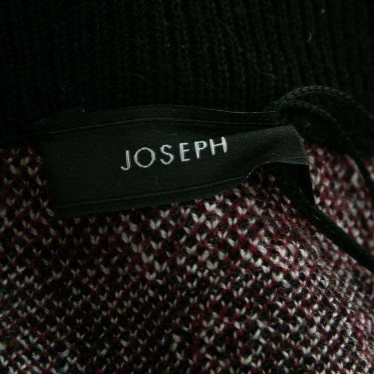 Pre Owned Joseph Burgundy Cravate Jacquard Wool Crew Neck Sweater M