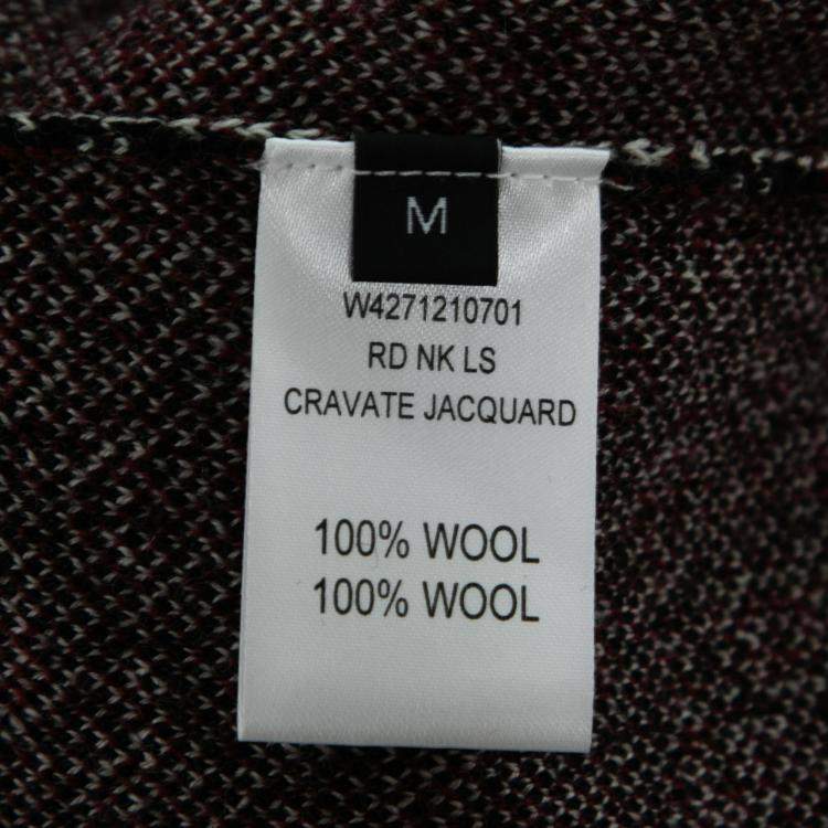 Pre Owned Joseph Burgundy Cravate Jacquard Wool Crew Neck Sweater M