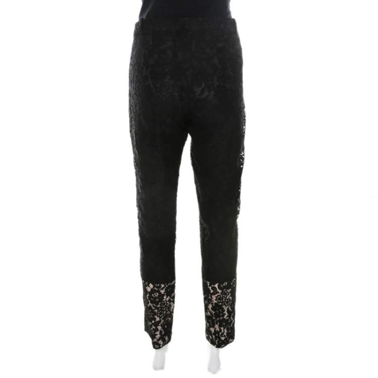 Pre Owned Joseph Black Lace Straight Leg Lennox Trousers L 
