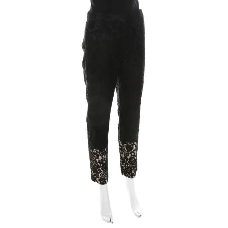 Pre Owned Joseph Black Lace Straight Leg Lennox Trousers L 