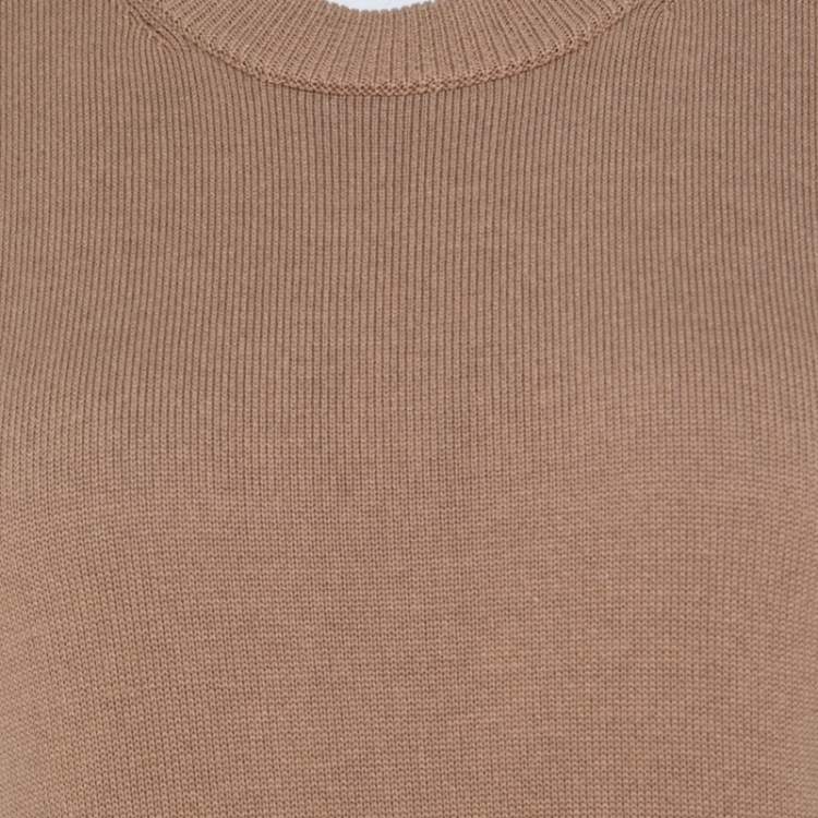 Pre Owned Joseph Sand Brown Rib Knit Cut Out Detail Tie Up Tipi Dress S