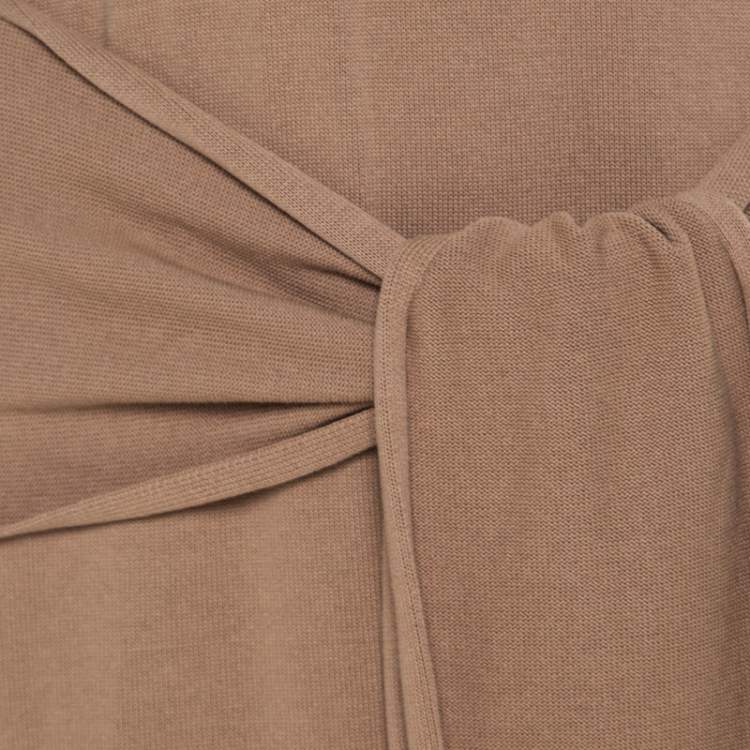Pre Owned Joseph Sand Brown Rib Knit Cut Out Detail Tie Up Tipi Dress S