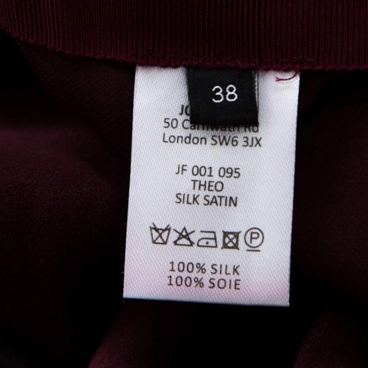 Pre Owned Joseph Aubergine Purple Satin Silk Theo Maxi Skirt M