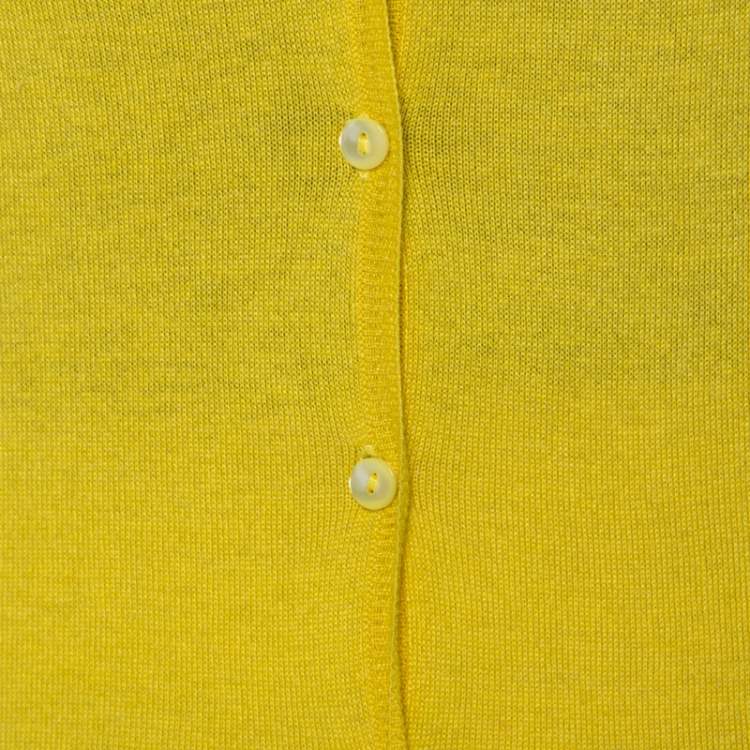 Pre Owned Joseph Yellow Silk Blend Knit Button Front Cardigan S 