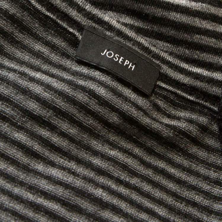 Pre Owned Joseph Grey Striped Tencel Stretch Knit Scoopneck Top S 