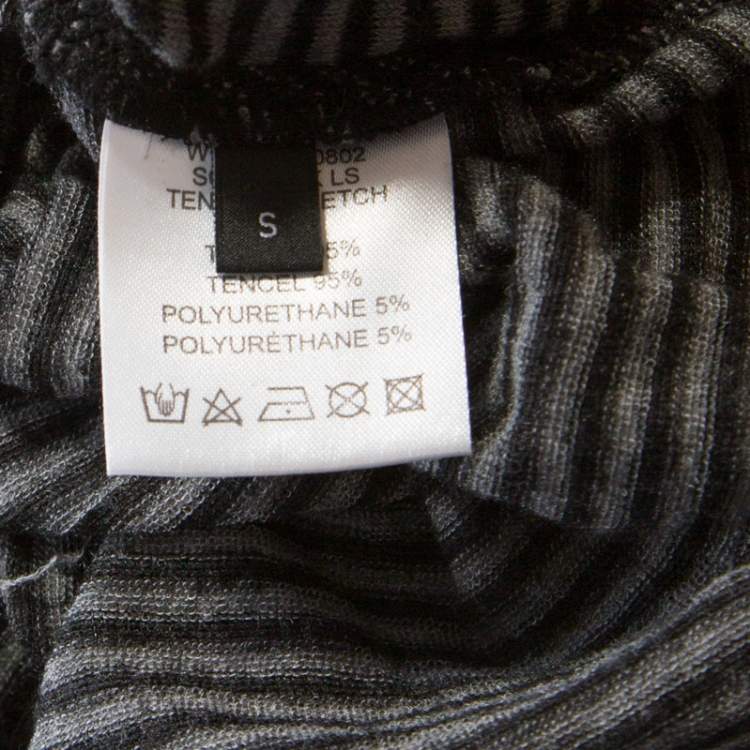 Pre Owned Joseph Grey Striped Tencel Stretch Knit Scoopneck Top S 