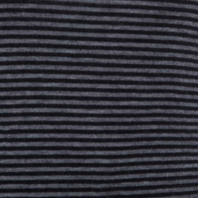 Pre Owned Joseph Grey Striped Tencel Stretch Knit Scoopneck Top S 