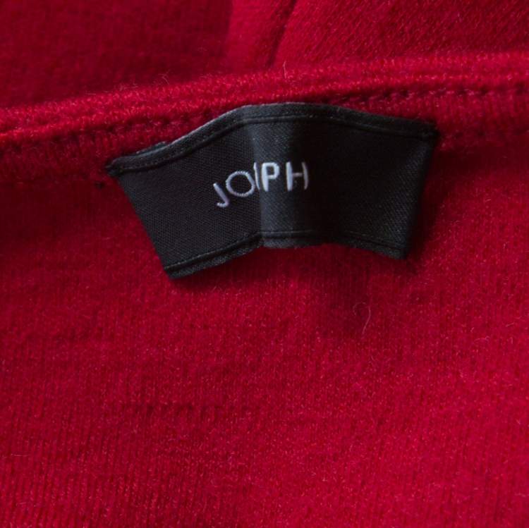 Pre Owned Joseph Red Wool Asymmetrical Ruched Detail Sleeveless Top S