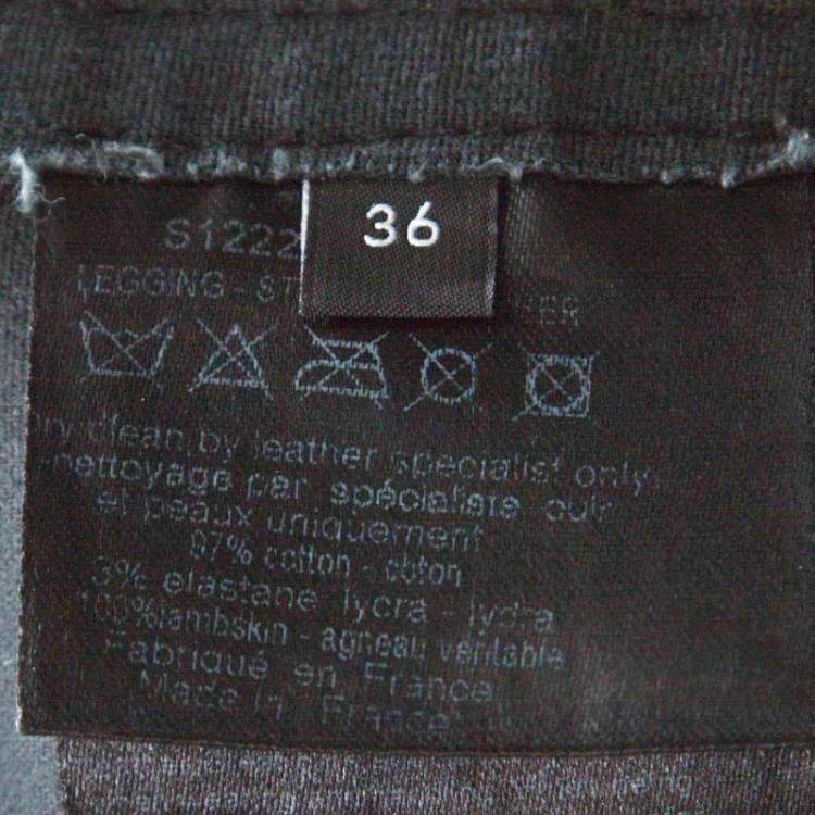 Pre Owned Joseph Black Stretch Leather Elastic Waist Leggings S